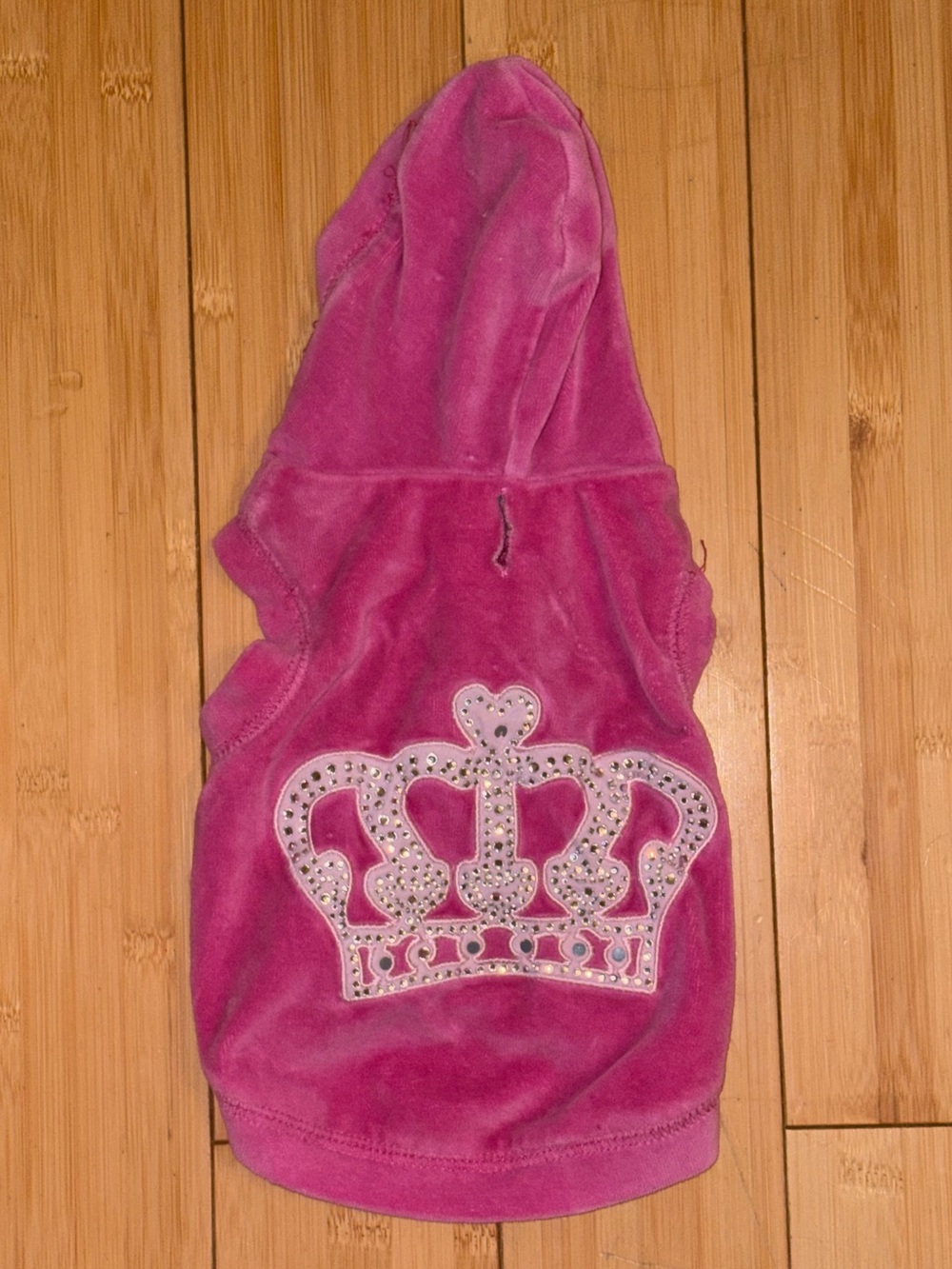Lulupink Lulu Bedazzled Crown Velour Pink Hoodie, S